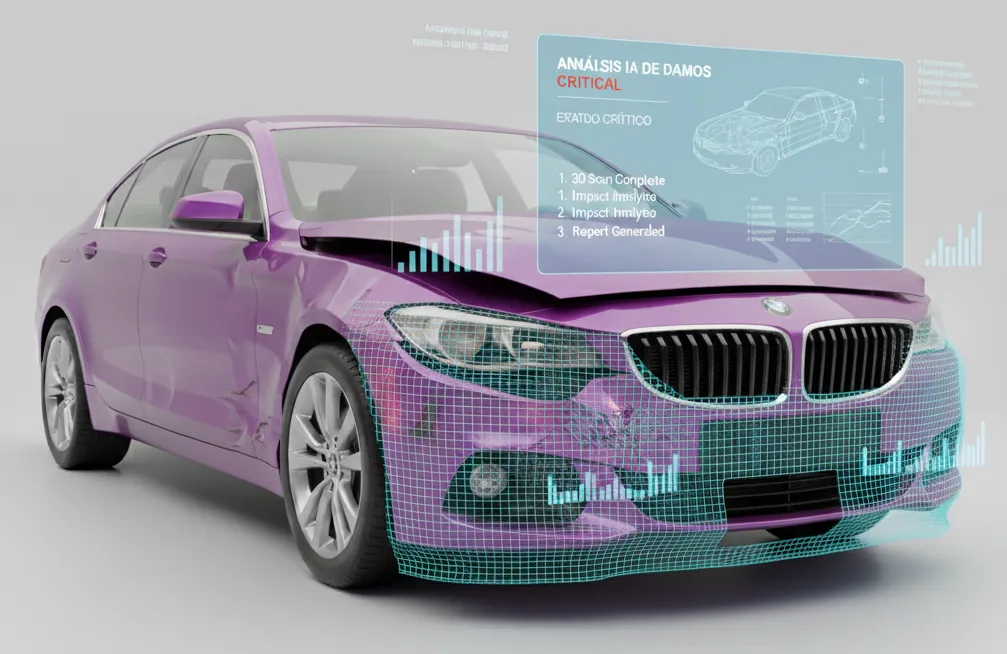 Análisis IA de daños en vehículo - detección automática de abolladuras y rayones